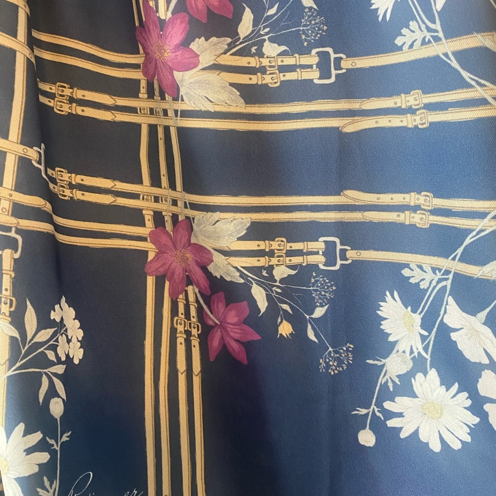 Floral Print Navy Blue Women's Top - Picture 4 of 4